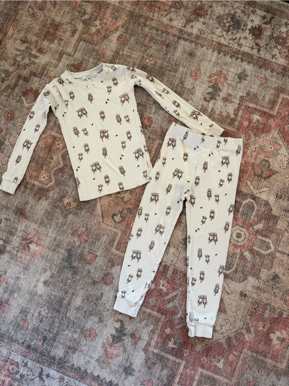 Petit Lem- Otter Print on Crème PJ Set